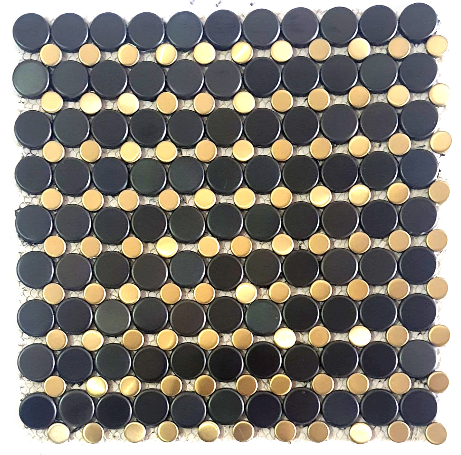 Penny Galaxy mix Black with gold Stainless steel mosaic tile