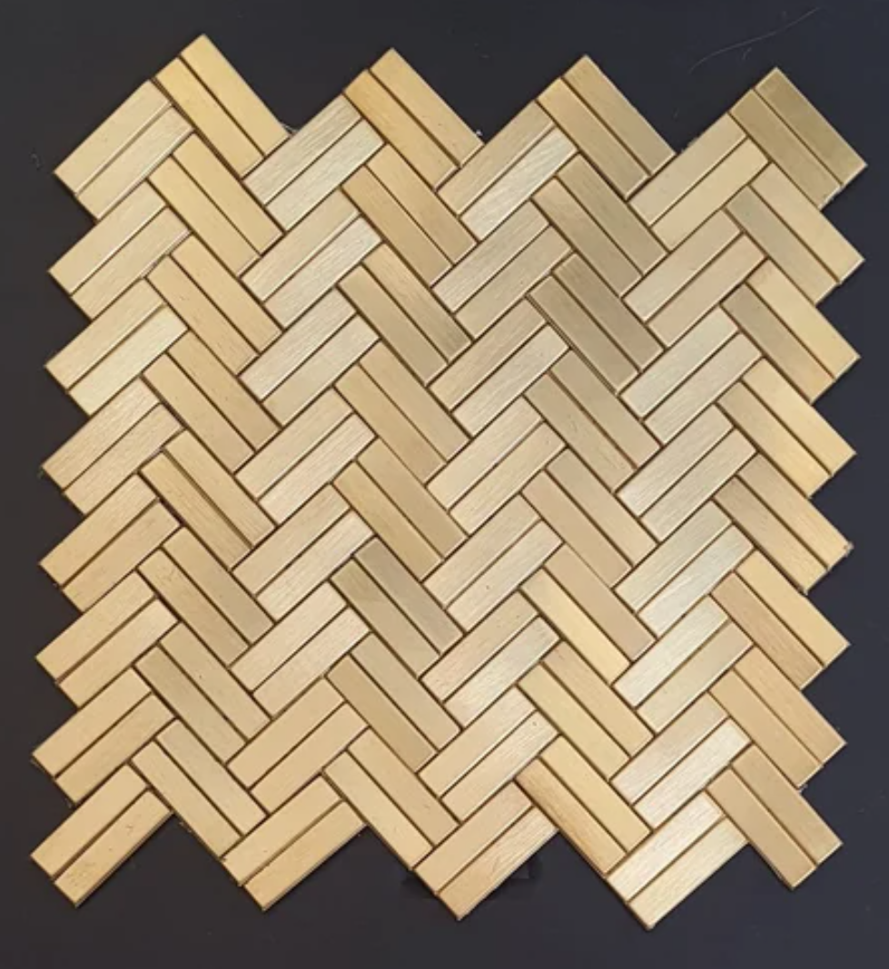 Double Herringbone Pure Brass metal mosaic tile