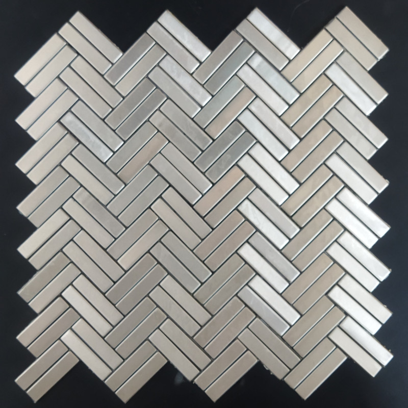 Double Herringbone Silver Matt Stainless steel mosaic tile