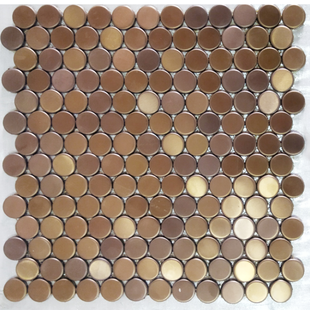 Penny Moon 1" Round Rose Gold Stainless steel mosaic tile