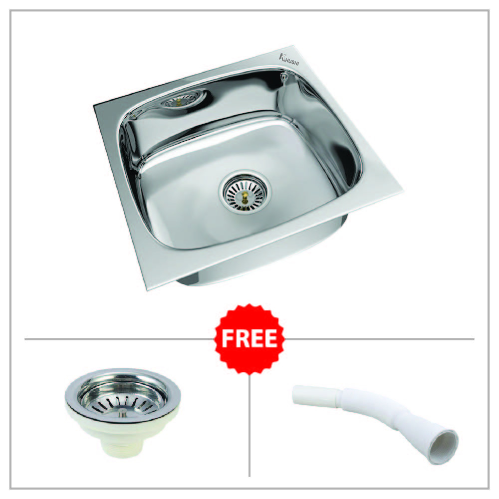Single Bowl Kitchen Sink (18 x 16 x 8 inches) – by KHUSHI®