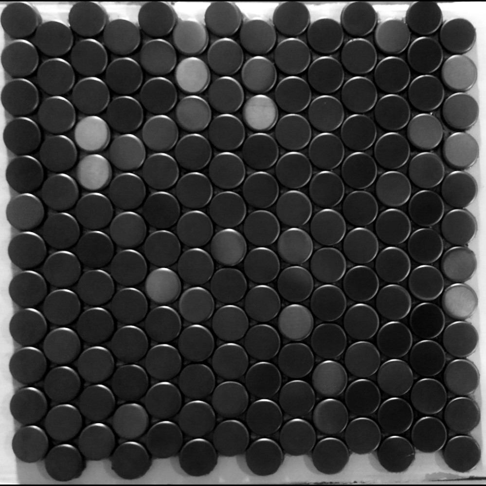 Penny Moon 1" Round Black Stainless steel mosaic tile
