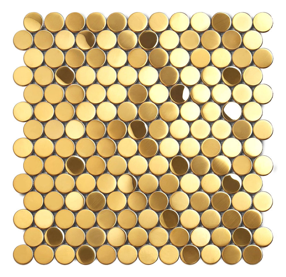 Penny Moon 1" Gold Mirror Stainless steel mosaic tile