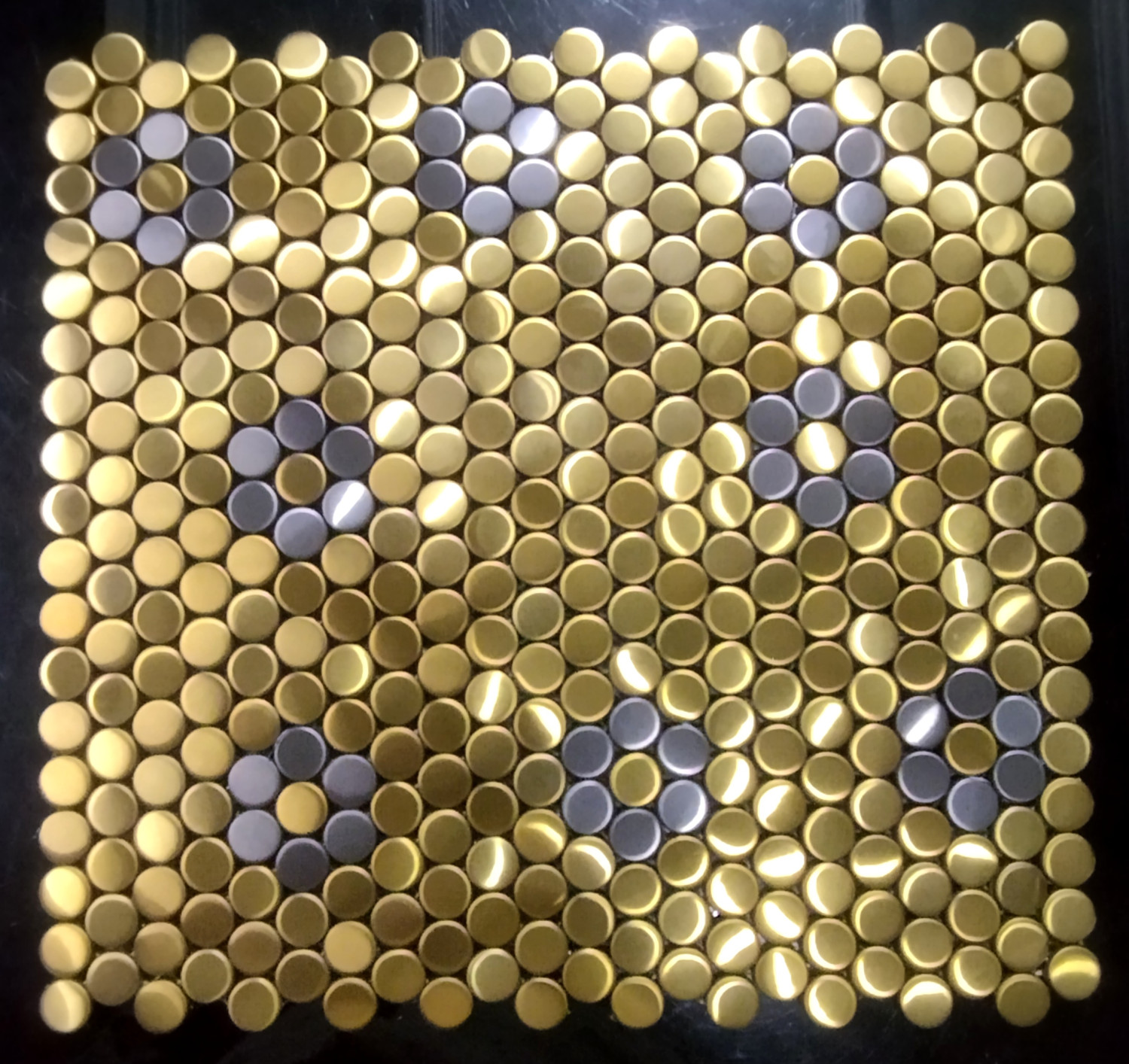 Penny Round Floral Gold matt Stainless Steel Backsplash mosaic tile