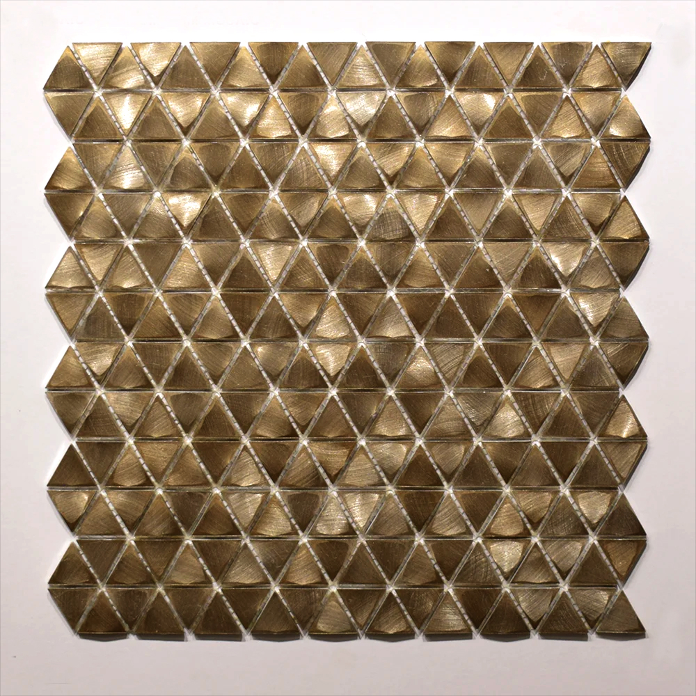 Triangle Gold Gravity Aluminium Mesh Mosaic Backsplash Wall Tile