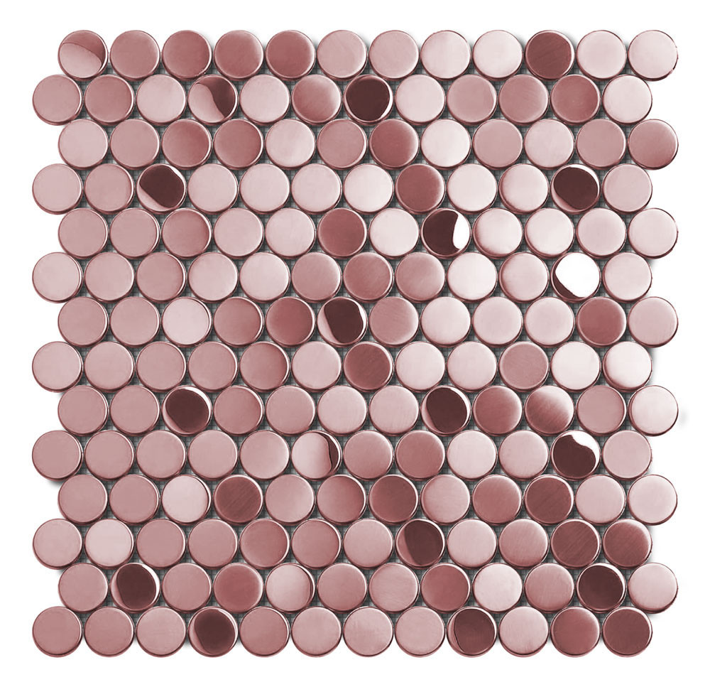Penny Moon 1" Rose Gold Stainless steel mosaic tile