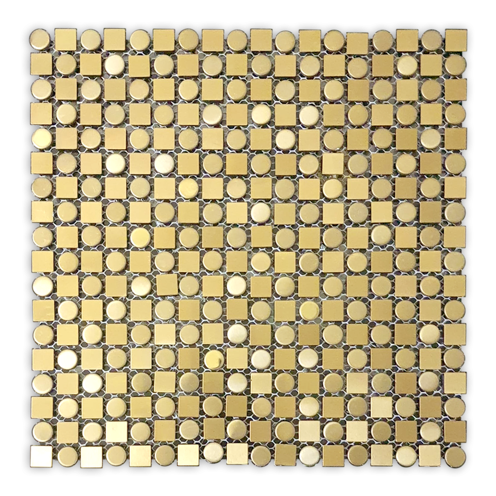 Nano Square and Penny Round Gold Matt Stainless steel mosaic tile