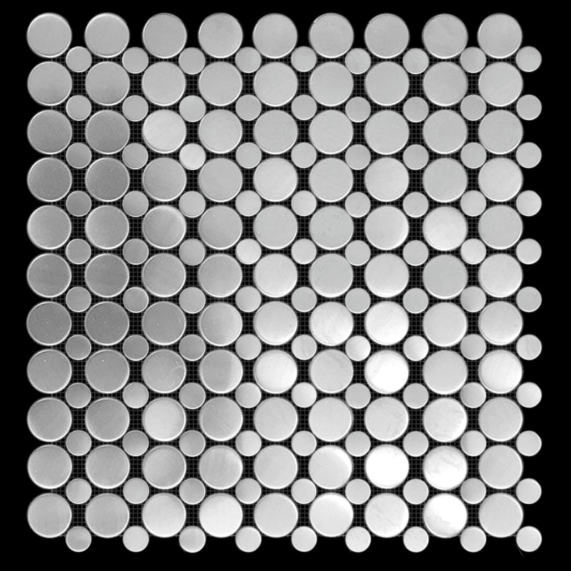 Penny Galaxy Round Silver (Hairline) Matt Mosaic Tile