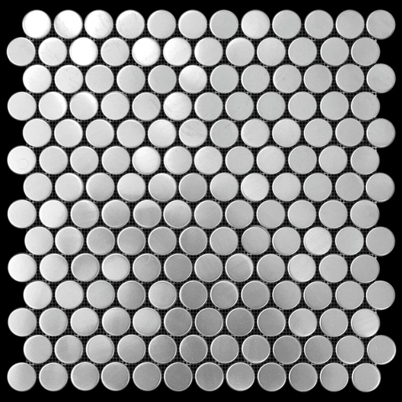 Penny Moon Round 1” Silver Hairline (Matt) 304 Grade Stainless Steel Mosaic Tile