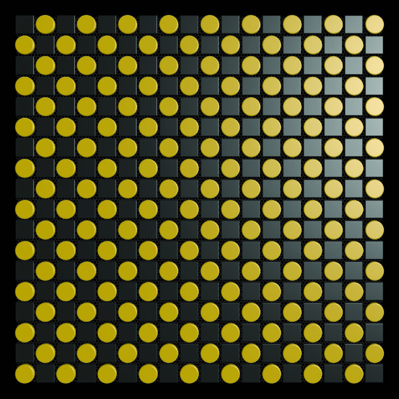Nano Square and Penny Round Black Gold Matt Stainless steel mosaic tile