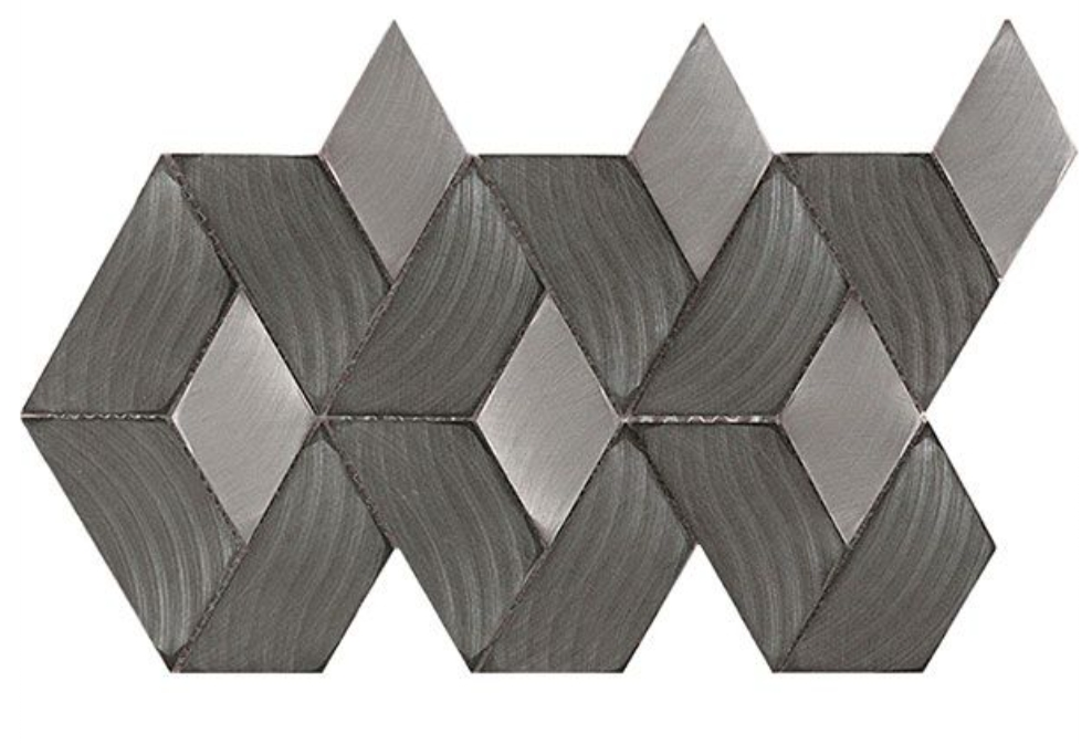 Solid Aluminium 3D Braid Pattern Metal Titanium Mosaic Tile - Silver Matt (Hairline) and Black Color