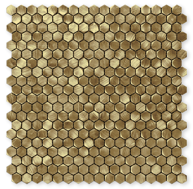 Hexagon Solid Aluminium Gold backsplash metal mosaic tile
