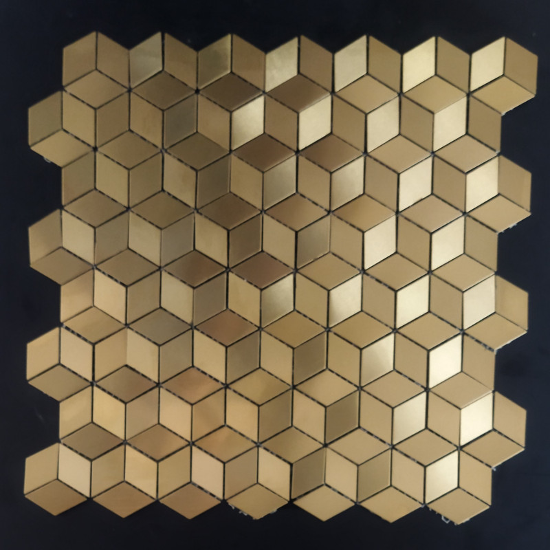 Cube Diamond Gold matt Stainless Steel mosaic tile