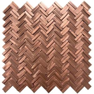 Aluminium 3D Herringbone Metal Mosaic Tile – Metallic Rose Gold Finish
