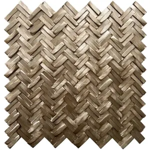 Metallic Bronze Herringbone Mosaic Tile | Aluminium Matt Finish Wall Tile