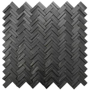 Aluminium 3D Herringbone Metal Mosaic Tile Metallic Black Matte Hairline Wall Tiles