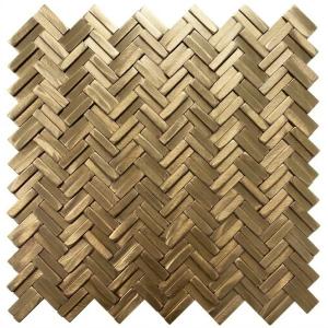 Aluminium 3D Herringbone Metal Mosaic Tile Metallic Champagne Matte Hairline Wall Tiles