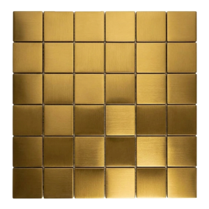 Stainless Steel Square Metal Mosaic Tile Metallic Gold Matte Hairline Wall Tiles